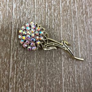 Vintage Coro Rhinestone Flower Brooch
